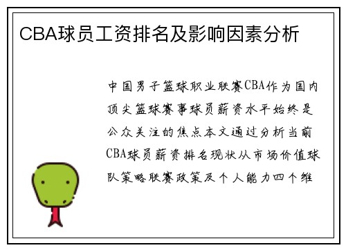 CBA球员工资排名及影响因素分析